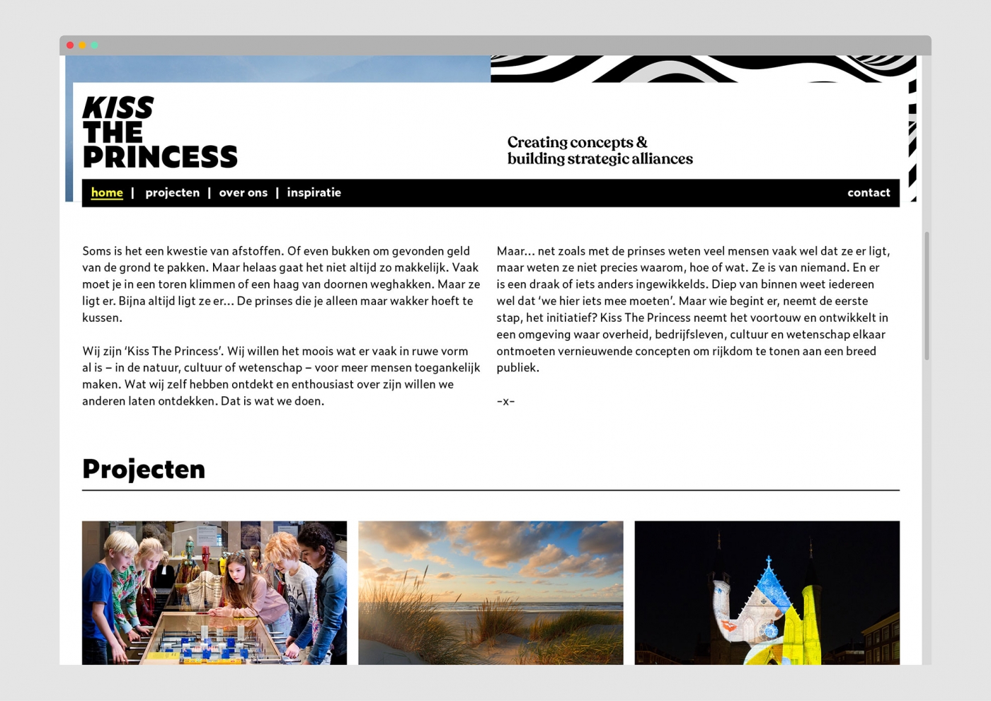 Homepage ontwerp Kiss the Princess
