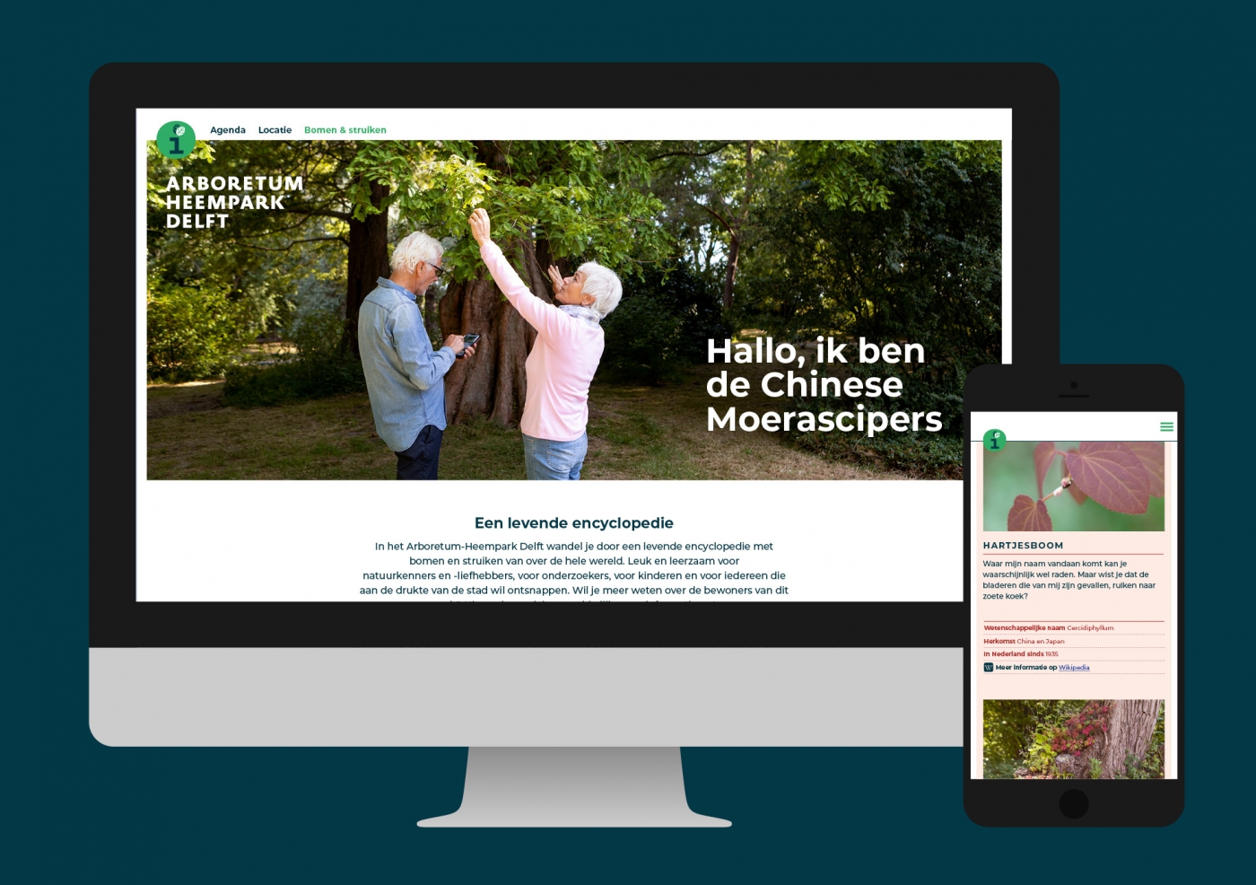 Responsive design van de website voor het Arboretum-Heempark Delft